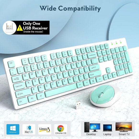 Wireless Full Size Keyboard & Mouse Set Ergonomic Design 2.4GHz Connection - Picture 10 of 15